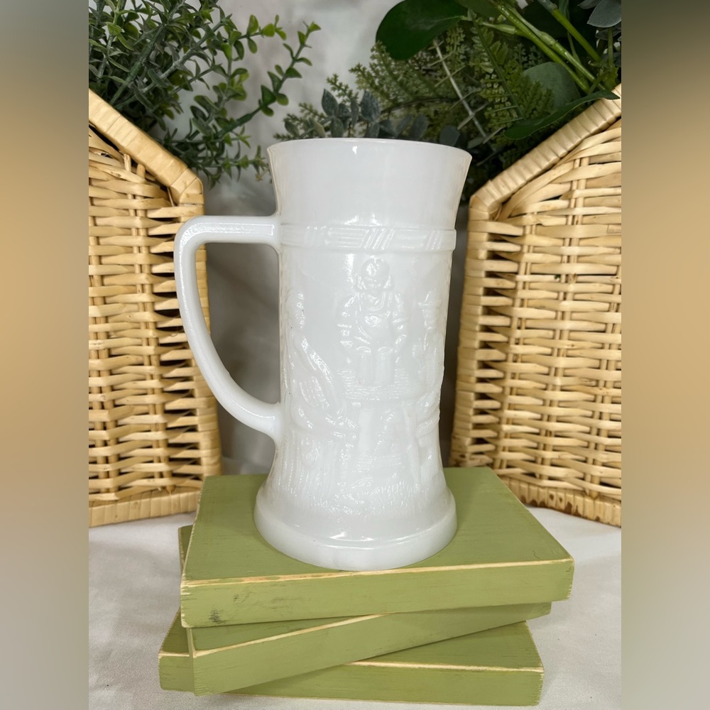 Vintage Milk Glass Beer Stein